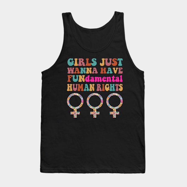 Girls Just Wanna Have Fundamental Human Rights Vintage Floral Tank Top by Fomah